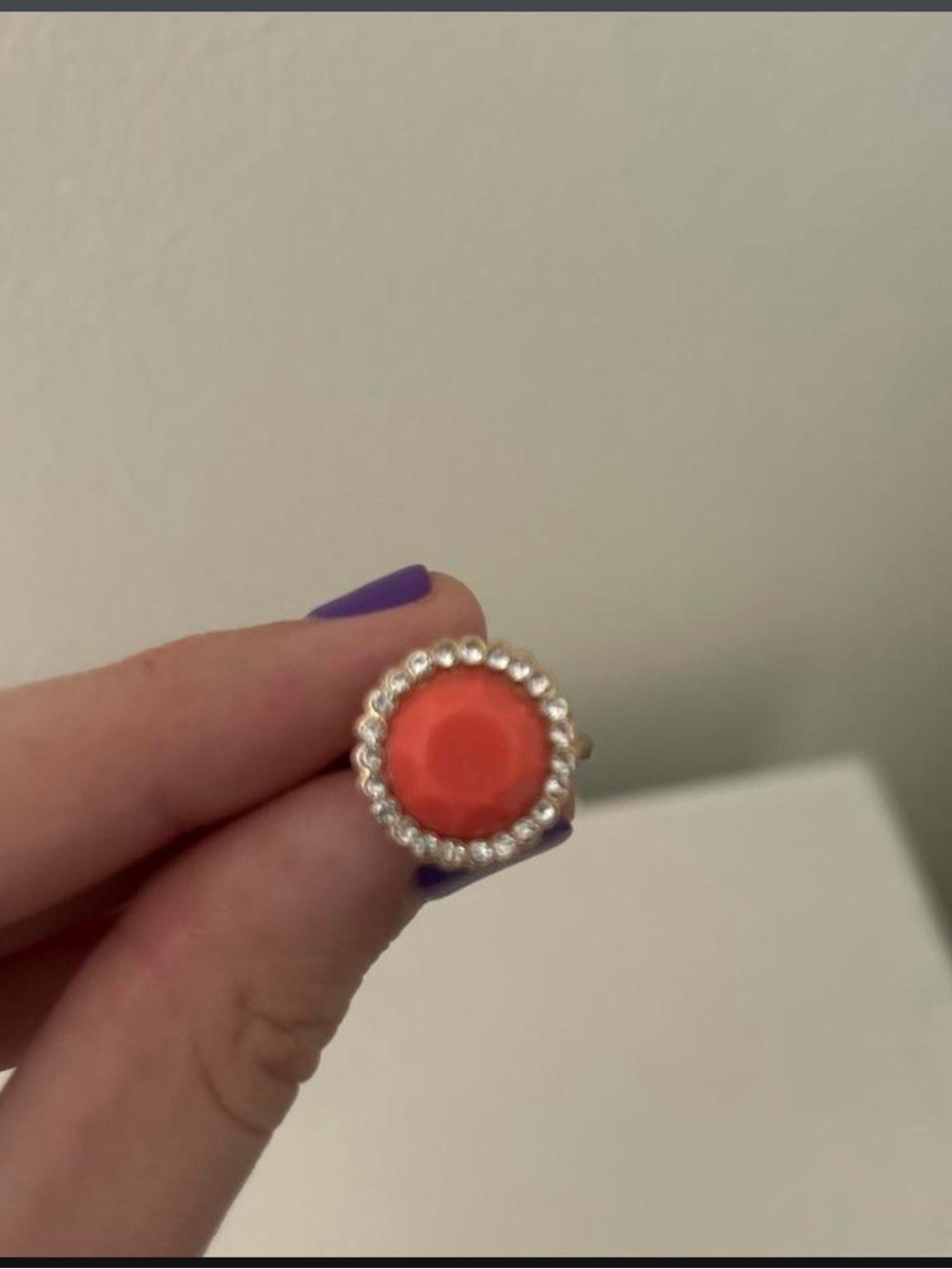 Handcrafted Orange Bezel Ring with Silver Accent